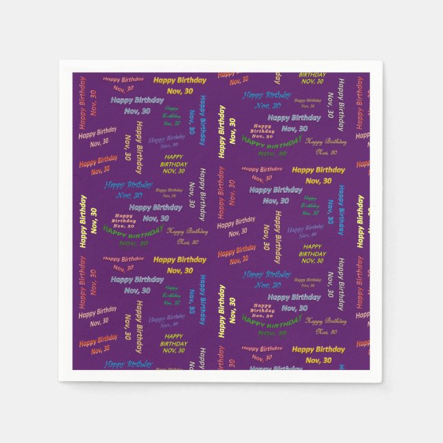 Paper Napkins November, 30 Birthday (Front)