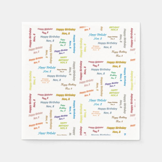 Paper Napkins November, 8 Birthday (Front)