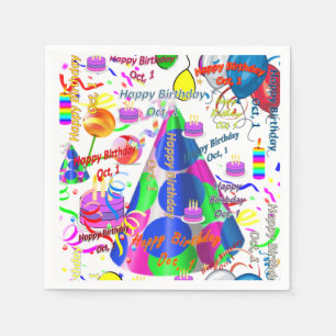 Paper Napkins October, 1 Birthday