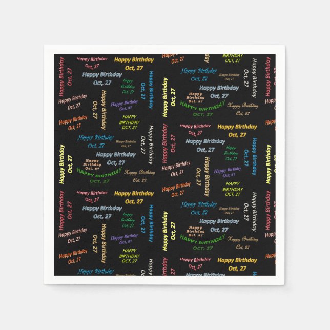 Paper Napkins October, 27 Birthday (Front)