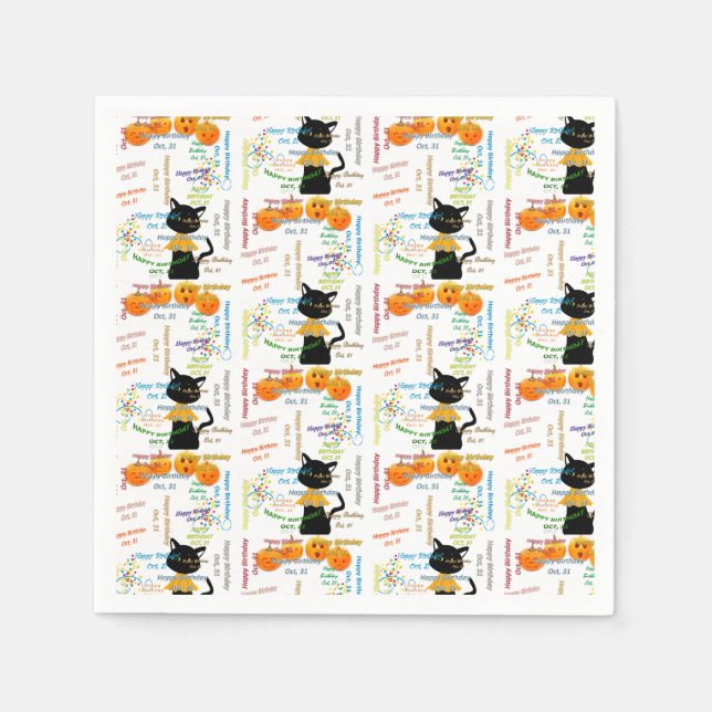 Paper Napkins October, 31 Birthday (Front)
