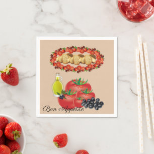 Paper Napkins, Olive Oil, Olives Bon Appetite Napkin