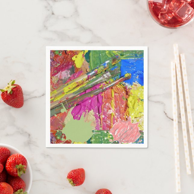 Paper Napkins, Paint Colourful Napkins (Insitu)