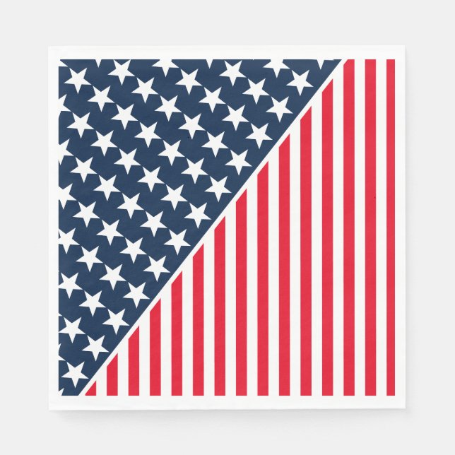Paper Napkins-Patriotic Stars & Stripes Napkins (Front)