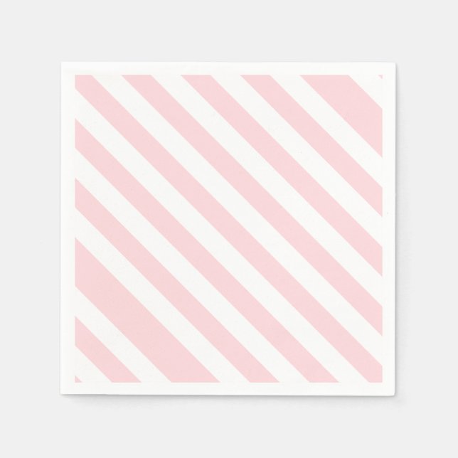 Paper Napkins Pink & White Stripe Diagonal (Front)