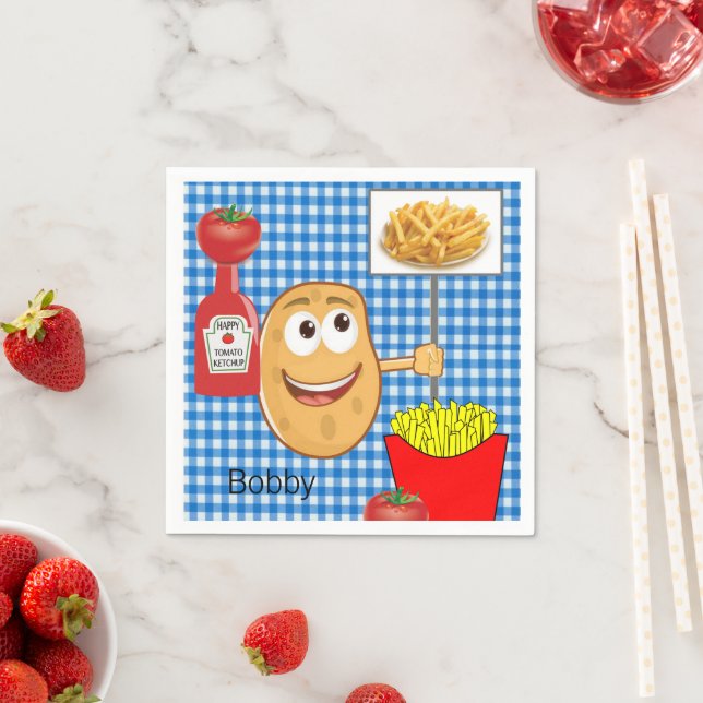 Paper Napkins, Potato, French Fries, Ketchup Napkin (Insitu)