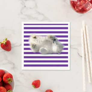 Paper Napkins, Purple Stripe Polar Bear Napkin