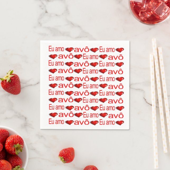 Paper Napkins, Red Hearts Love Avo Portuguese  Napkin (Insitu)