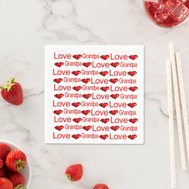 Paper Napkins, Red Hearts Love Grandpa Napkin (Insitu)
