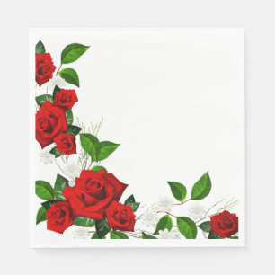 Paper Napkins-Red Roses Napkins