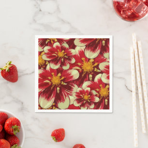 Paper Napkins, Red Yellow Floral Napkin
