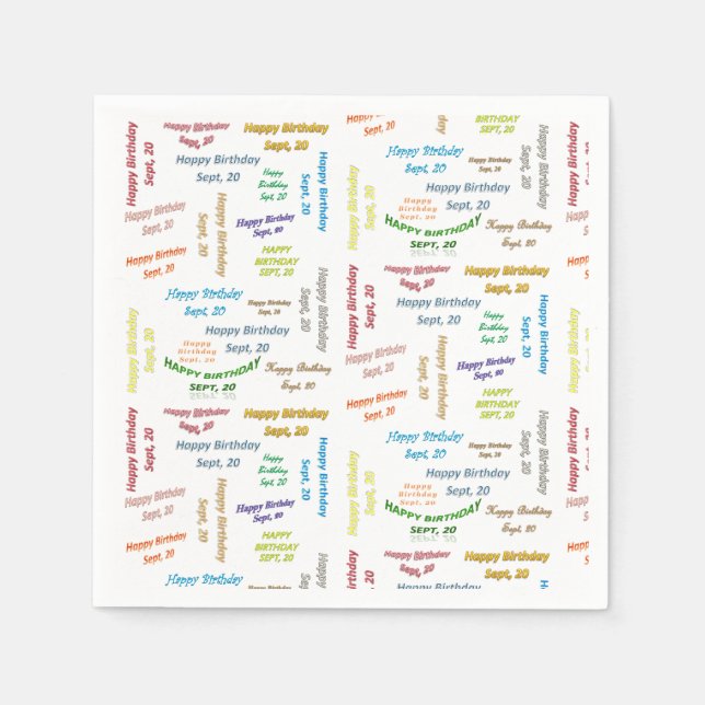 Paper Napkins September, 20 Birthday (Front)