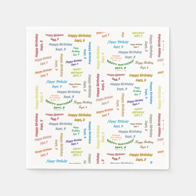 Paper Napkins September, 9 Birthday (Front)