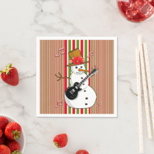 Paper Napkins, Snowman Red Green White Stripe Napkin