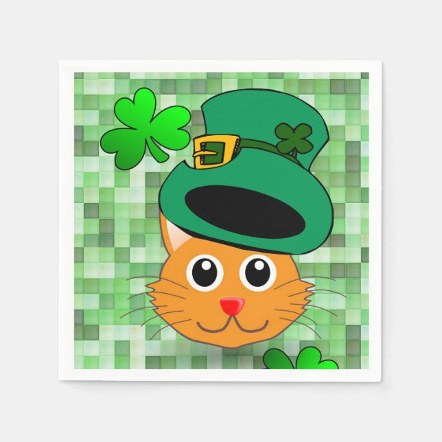 Paper Napkins St. Patrick's Day Cat (Front)