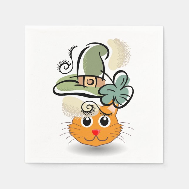 Paper Napkins St. Patrick's Day Cat (Front)