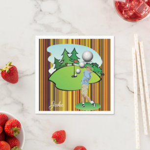 Paper Napkins, Stripe Golfer Golf Balls Napkin