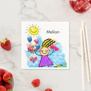 Paper Napkins, Sun Balloons Hearts Napkin