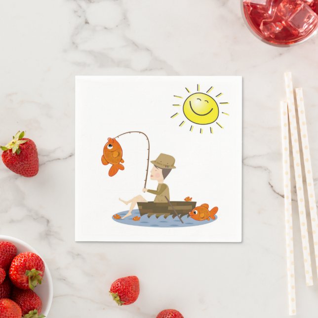 Paper Napkins,  Sun Fishing Fish Fisherman Napkin (Insitu)