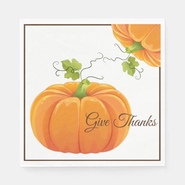 Paper Napkins-Thanksgiving Pumpkin Napkin (Front)