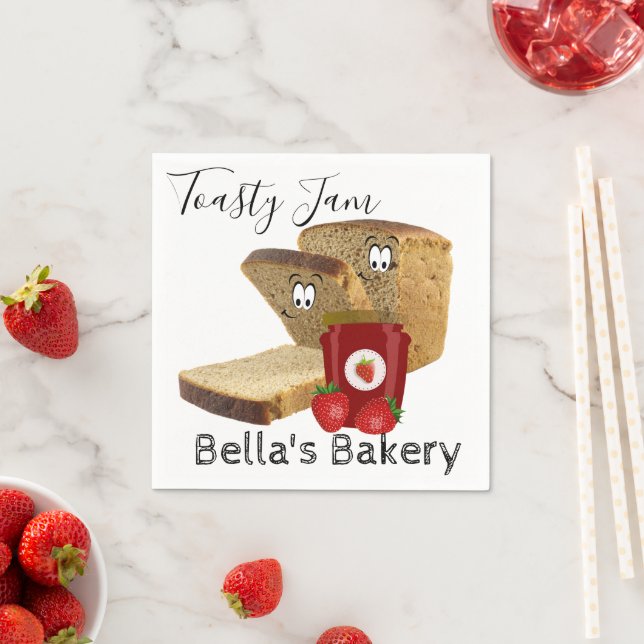 Paper Napkins, Toast Bread Strawberry Jam Bakery Napkin (Insitu)
