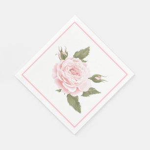 Paper Napkins-Vintage Pink Rose Napkin