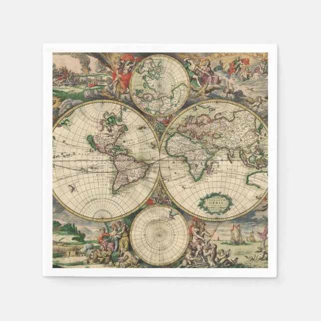 Paper Napkins Vintage World Map 1689 (Front)