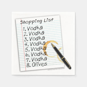 PAPER NAPKINS - VODKA SHOPPING LIST