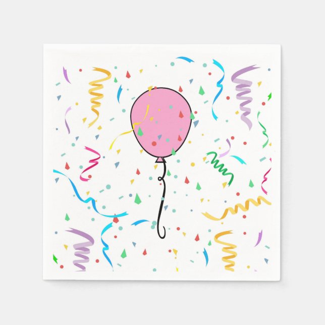 Paper Napkins with balloons and confetti (Front)