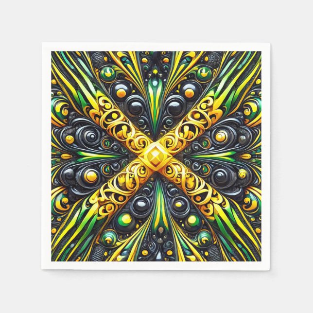 Paper napkins with Jamaican Colours Design (Front)