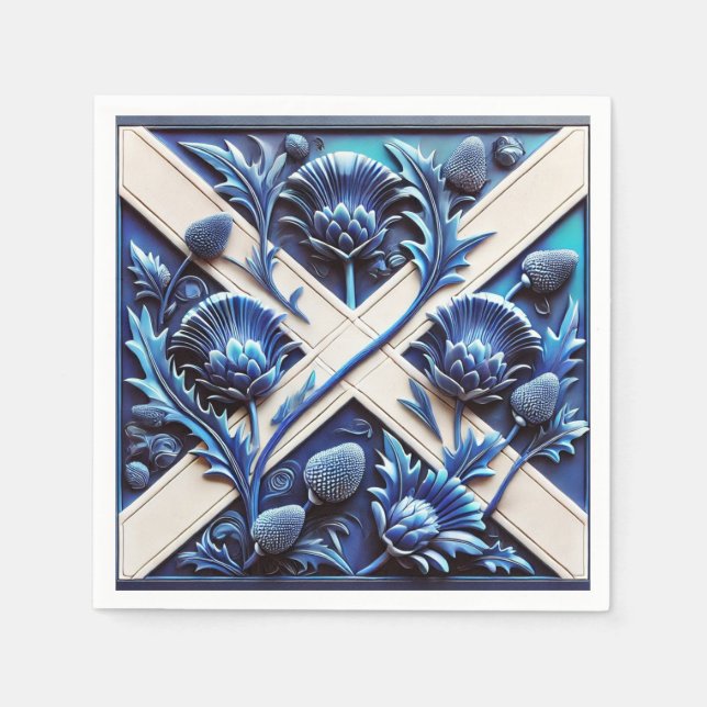 Paper napkins with Scottish Thistles Design (Front)