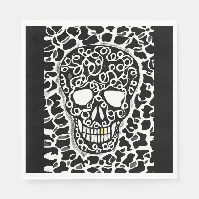 Paper Napkins with Skull Image (Front)