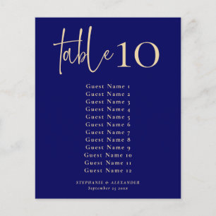 PAPER Navy and Gold Table Number & Seating Chart