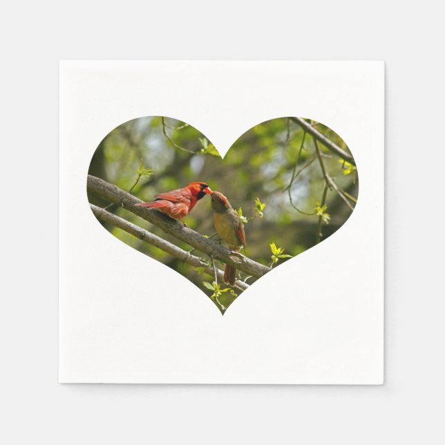 Paper Party Napkins, Kissing Cardinals. Napkin (Front)