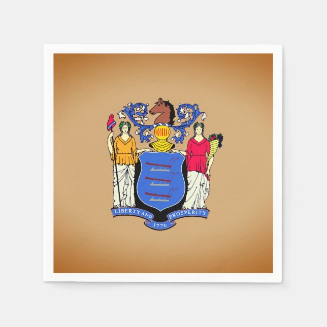 Paper Party Napkins with Image of New Jersey Flag (Front)