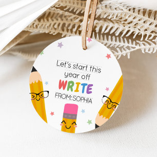 Paper Pencil Back to School Round Favour Tags