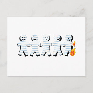 Paper People Burning Postcard