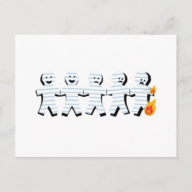 Paper People Burning Postcard (Front)