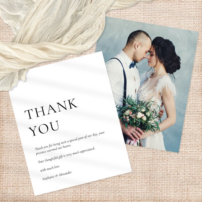 PAPER Photo Black White Wedding Thank You (Creator Uploaded)