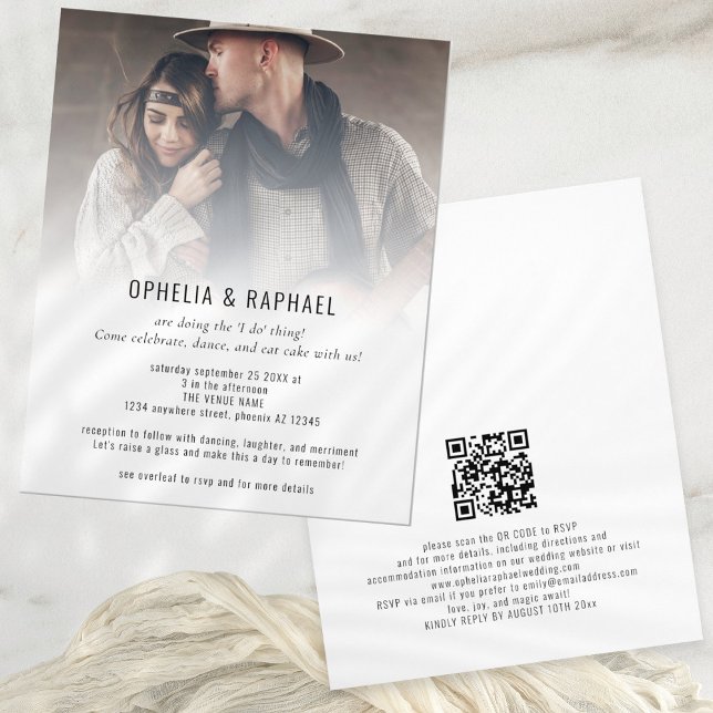 PAPER Photo Overlay QR Fun Informal Wedding (Front and back view)