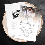 PAPER Photo QR Code Script Wedding Invitation<br><div class="desc">A great value PAPER (not card) alternative WITHOUT ENVELOPES at LARGER size 5.5" x 8.5" and at a budget price. (Standard A8 envelopes are the nearest size to fit). PAPER Photo QR Code Script Wedding Invitation. Add your QR code to your wedding website on the back so your guests can...</div>