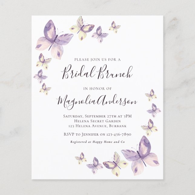 PAPER Pink Butterfly Bridal Brunch Invitation (Front)