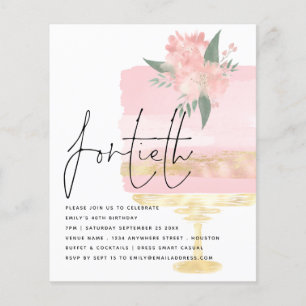 PAPER   Pink Gold Birthday Cake 40th Party Invite