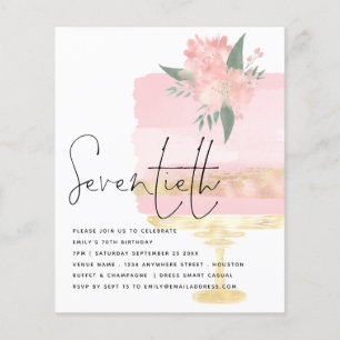 PAPER   Pink Gold Birthday Cake 70th Party Invite