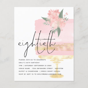 PAPER   Pink Gold Birthday Cake 80th Party Invite