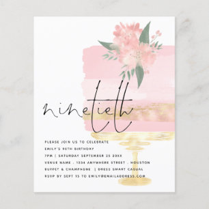 PAPER Pink Gold Birthday Cake 90th Party Invite