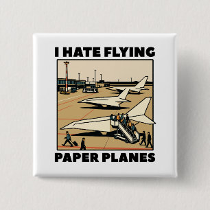 Paper Plane Boarding Humor Paper Airlines 15 Cm Square Badge