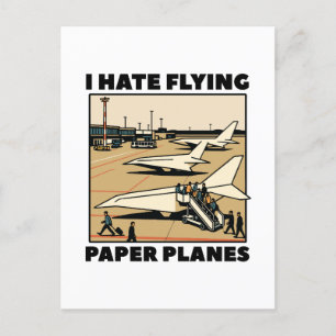 Paper Plane Boarding Humor Paper Airlines Holiday Postcard