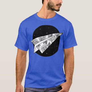 Paper Plane Floral Tattoo Design T-Shirt