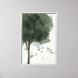 Paper Plane Flying from Near a Tree Canvas Print